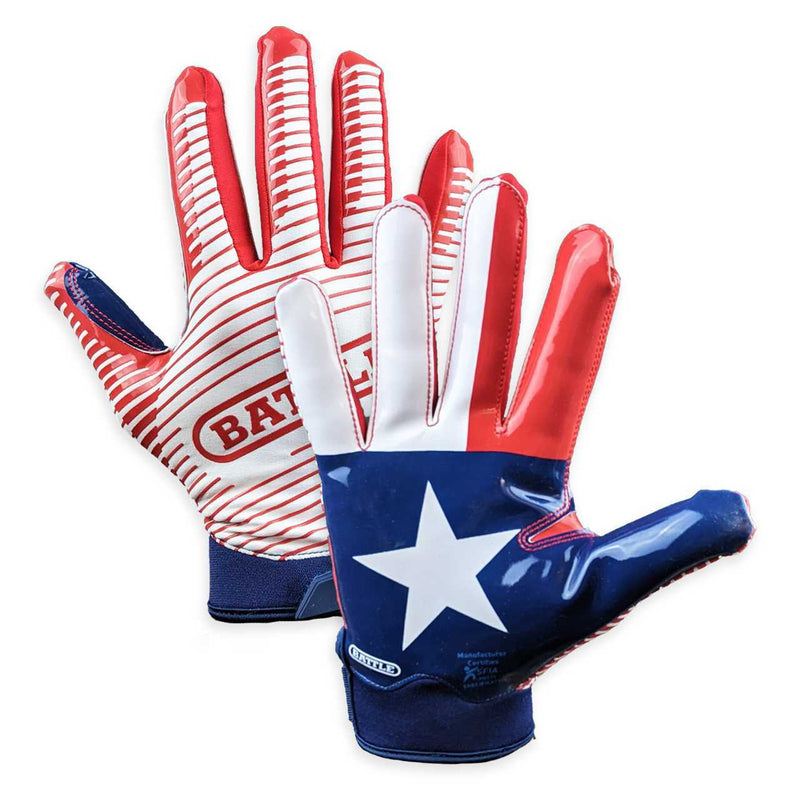 Texas Flag Doom 1.0 Receiver Football Gloves by Battle Sports