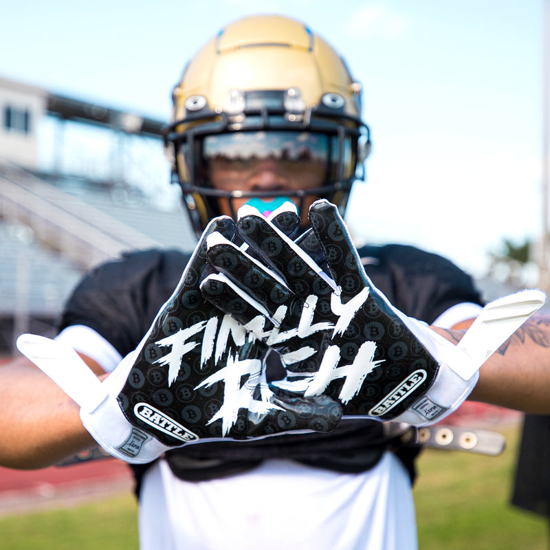 Finally Rich 2.0 Receiver Football Gloves by Battle Sports