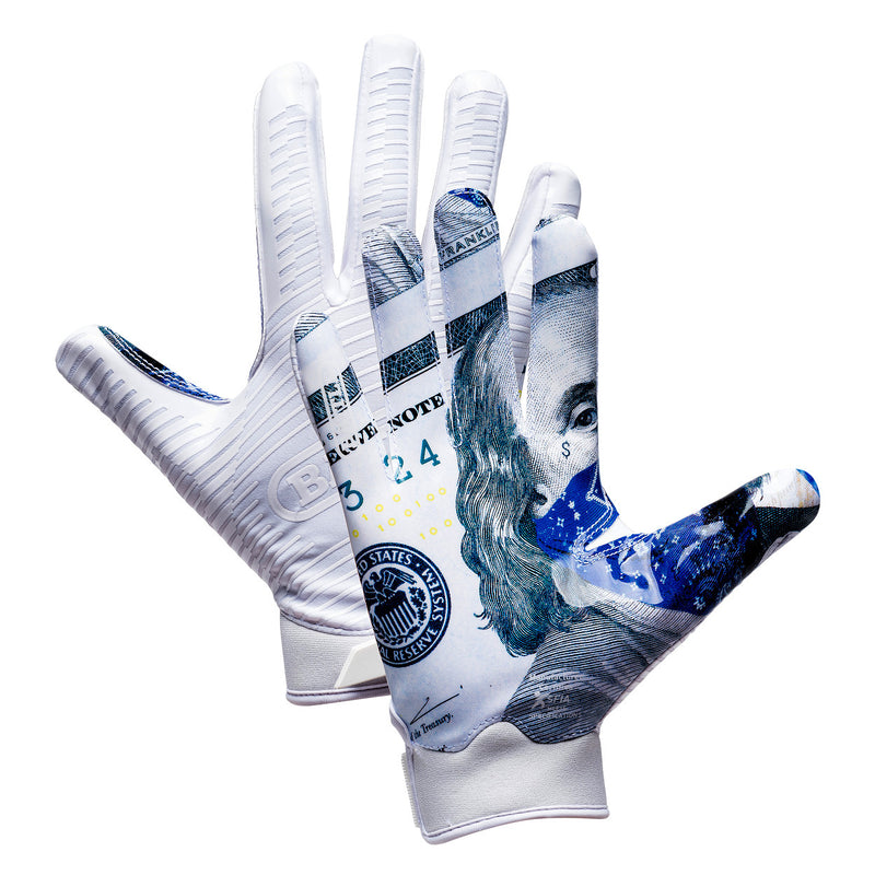 Blue Strips Doom Receiver Football Gloves by Battle Sports