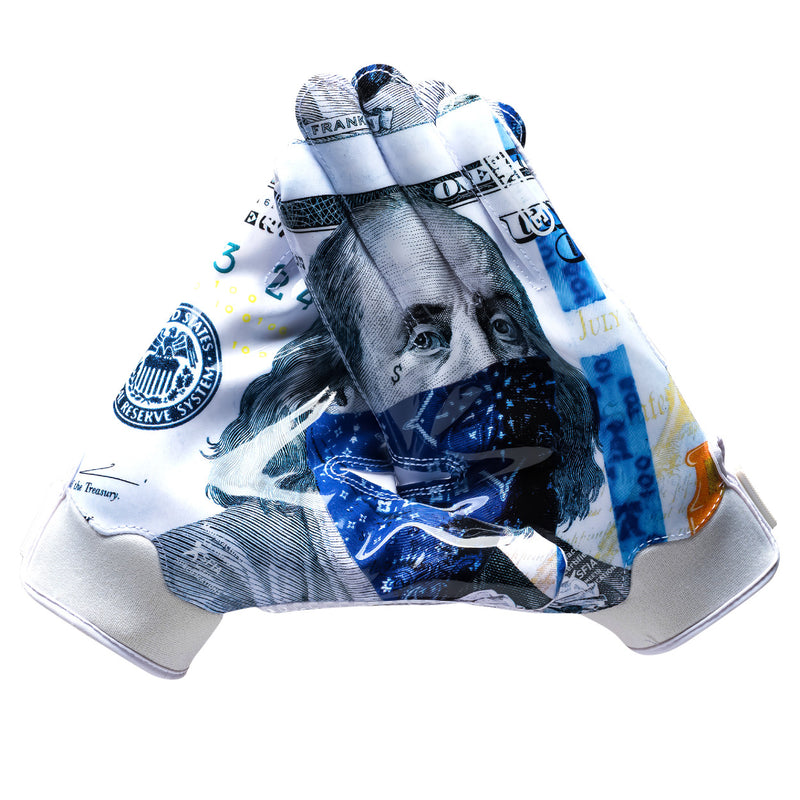 Blue Strips Doom Receiver Football Gloves by Battle Sports