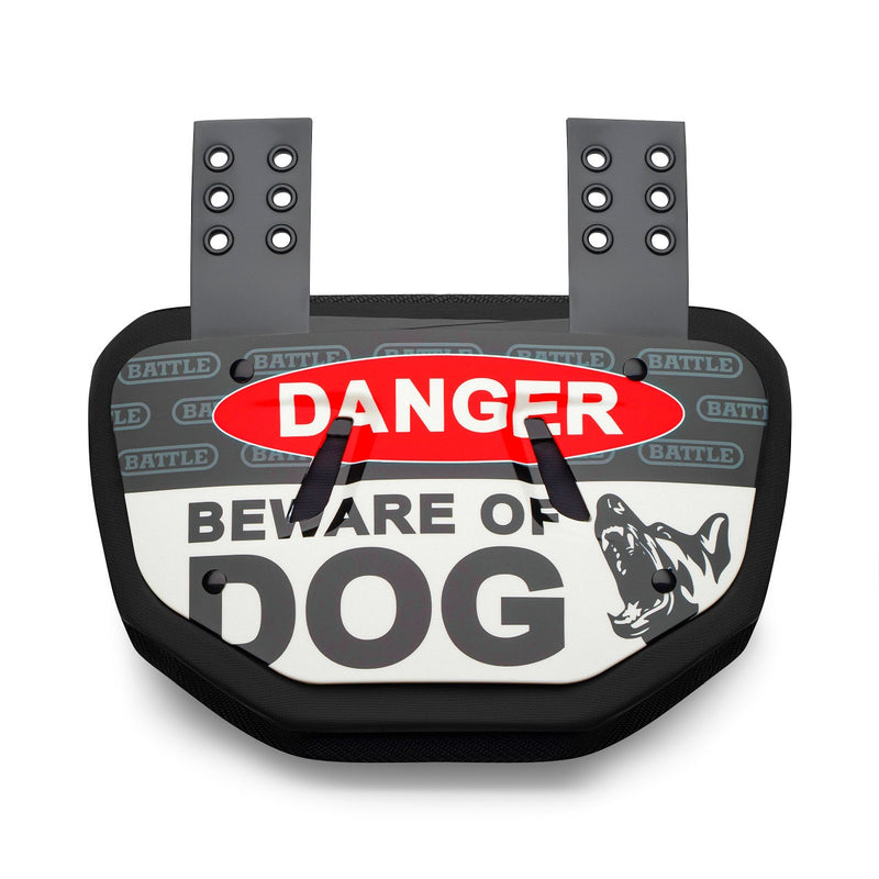 Black / White Beware of Dog Football Back Plate by Battle Sports