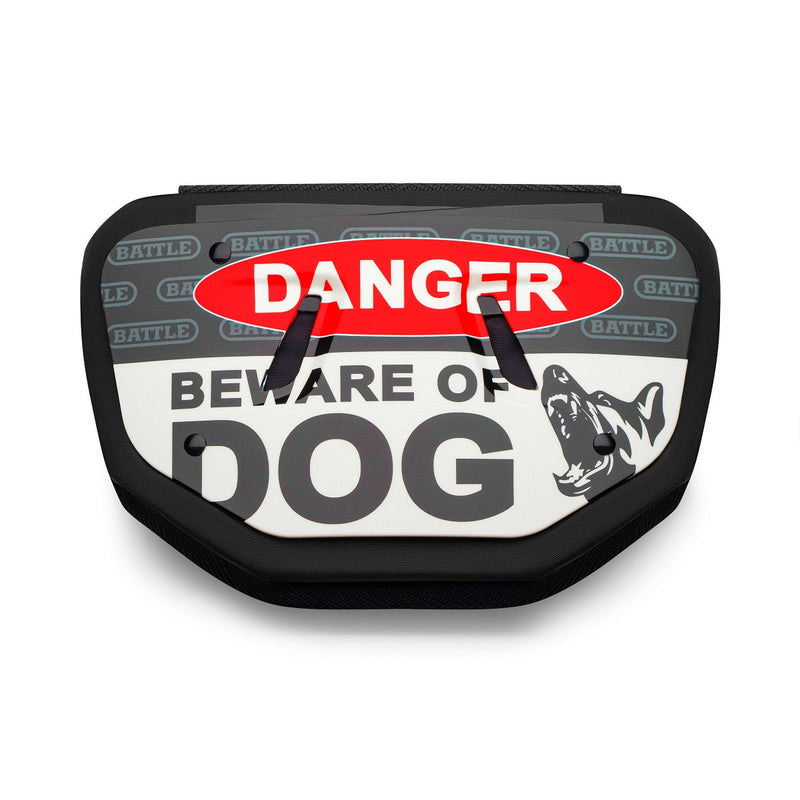 Black / White Beware of Dog Football Back Plate by Battle Sports