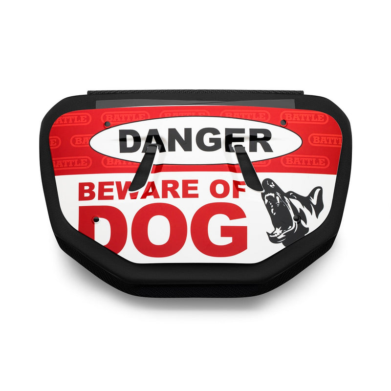 Red / White Beware of Dog Football Back Plate by Battle Sports
