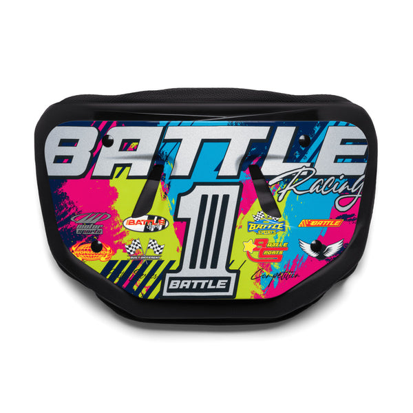 Pink / Yellow / Blue Racing Football Back Plate by Battle Sports