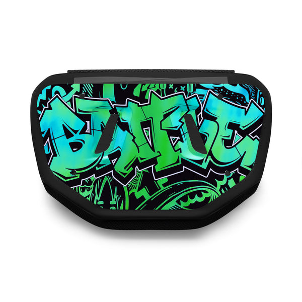 Blue/Green Iridescent Graffiti Football Back Plate by Battle Sports