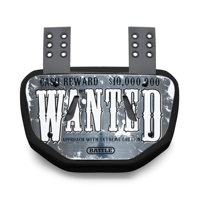 Silver Wanted Chrome Football Back Plate by Battle Sports