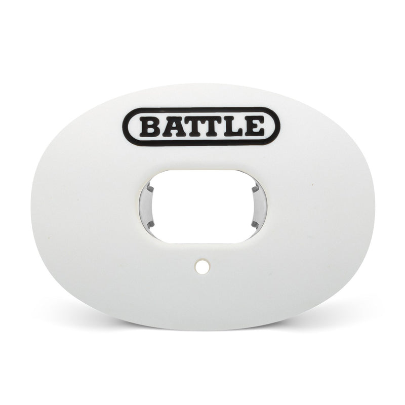 White: Oxygen Convertible Strap Football Mouthguard by Battle Sports